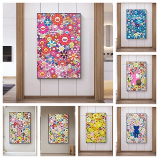 Takashi Murakami ภาพวาดผ้าใบ รูปดอกทานตะวัน ที่มีชื่อเสียง สําหรับตกแต่งบ้าน