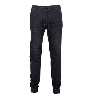 DAVIE JONES กางเกงจ็อกเกอร์ ยีนส์ เอวยางยืด สีดำ สีกรม Drawstring Denim Joggers in black navy DN0013BK NV