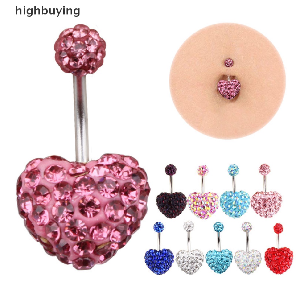 [highbuying] จิวสะดือ เจาะสะดือ หัวใจ หยด ห้อย ท้อง ปุ่ม แหวน คริสตัล เพทาย ร่างกาย เครื่องประดับใหม่
