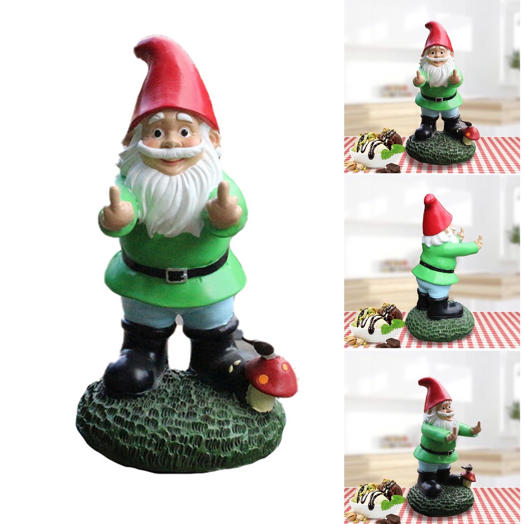 Naughty Middle Finger Garden Gnome Resin Garden Gnome Statue Outdoor