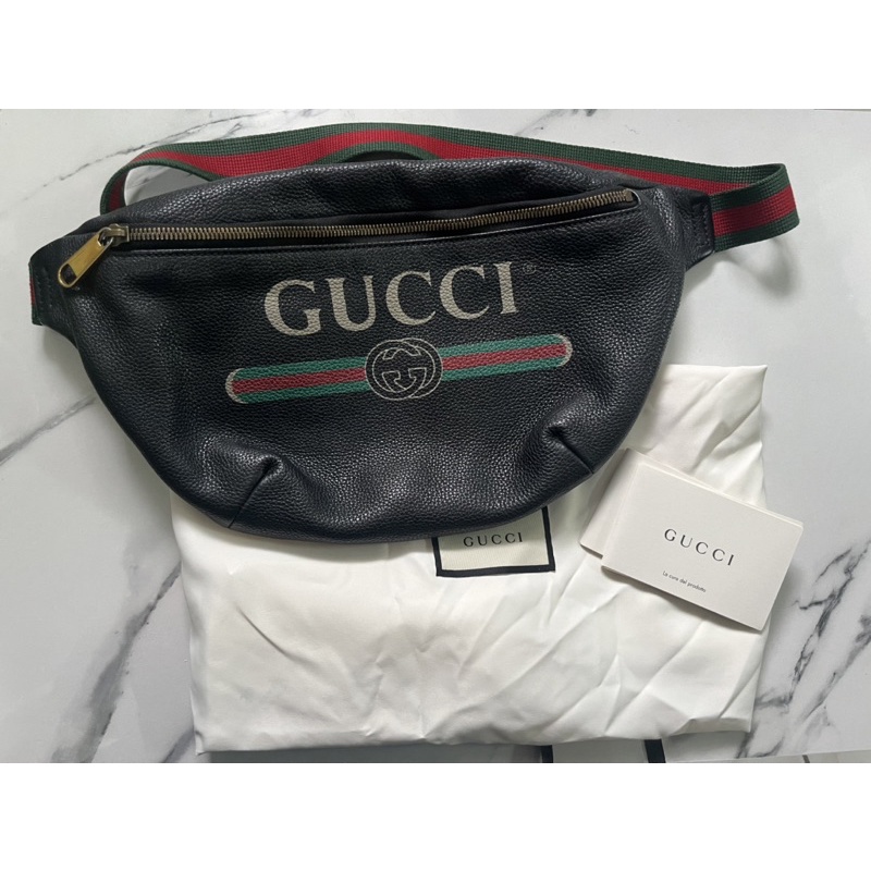 Gucci printed leather belt bag(large)มือ2 ของแท้