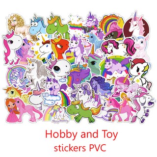 สติ๊กเกอร์ sticker PVC ชุด ยูนิคอร์น 50ชิ้น (stickers PVC)