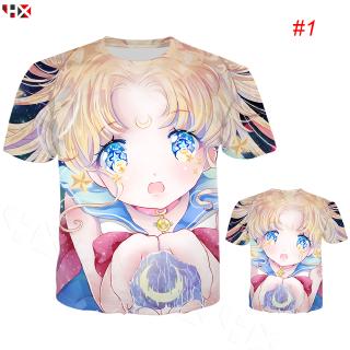 HX เซเลอร์มูน Sailor Moon เซเลอร์วีนัส อะนิเมะญี่ปุ่น 3D พิมพ์แฟชั่นเสื้อยืดเสื้อเชิ้ตลายฤดูร้อนบนเสื้อยืด แขนสั้น