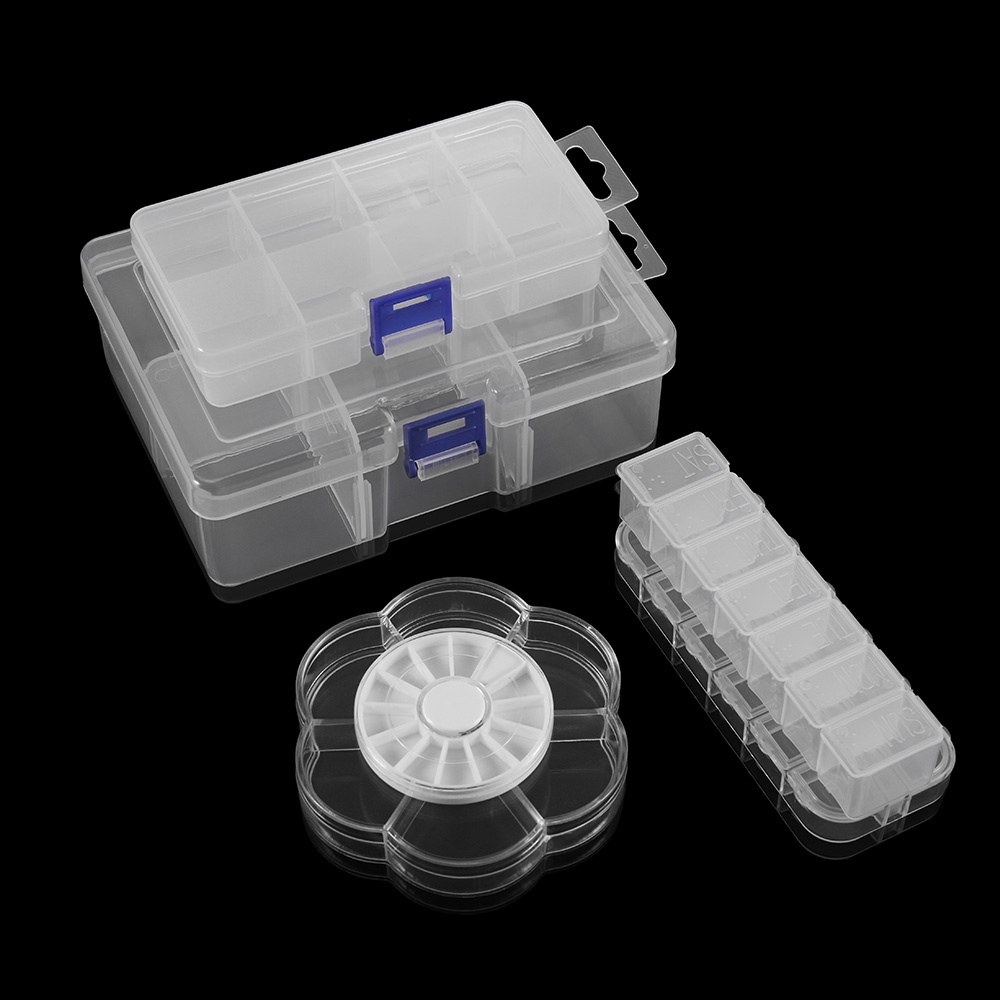 กล่องเก็บเครื่องประดับพลาสติกทรงกลมสี่เหลี่ยมอเนกประสงค์ DIY กล่องเก็บอุปกรณ์เสริม - รูปที่ 3