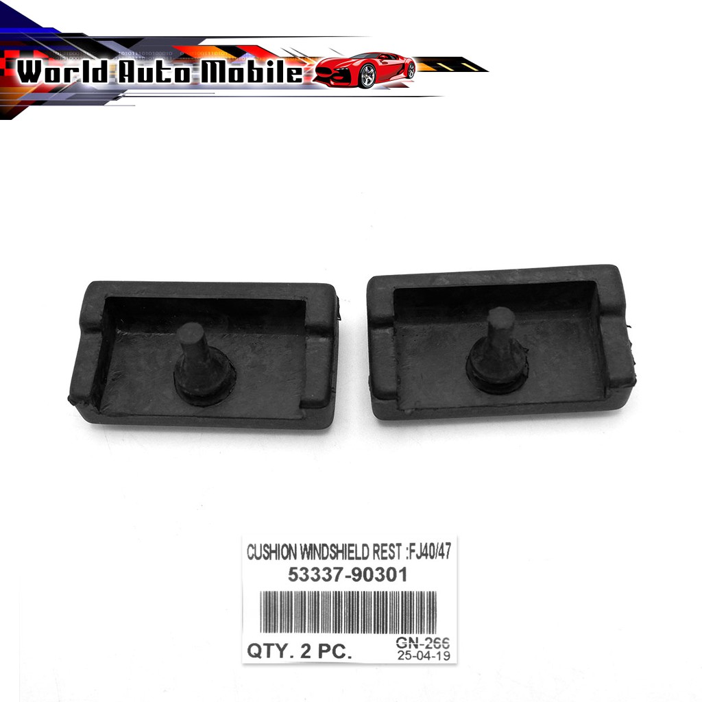 ยางรองฝากระโปรง ซ้าย+ขวา 2ชิ้น สีดำ Toyota Land Cruiser 40 Series FJ40 FJ45 FJ47 ปี1975 - 1984