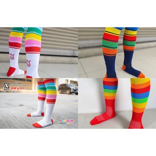 ขายส่งแพค10คู่ ถุงเท้ายาวกีฬาฟุตบอลเด็ก/ผู้ใหญ่ SOX Rainbow