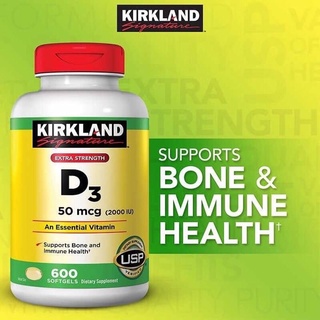 Kirkland D3 50 mcg 600 Softgels Exp.01/2024วิตามินดี กระปุกใหญ่