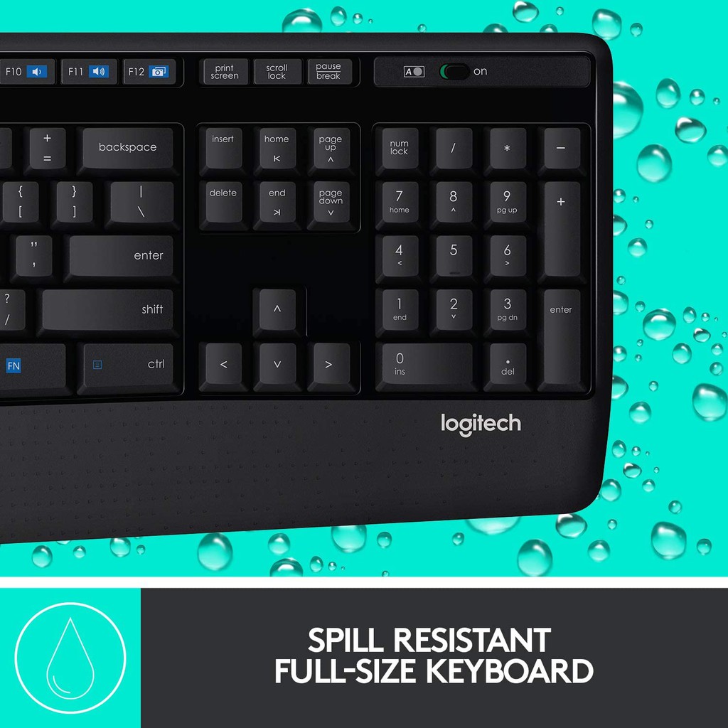 Logitech MK345 Wireless Combo Mouse and Keyboard (เมาส์ คีย์บอร์ดไร้สาย พร้อมปุ่มลัดและที่วางพักมือ) คีย์แคป ไทย/อังกฤษ