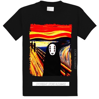 ขายดี เสื้อยืดผ้าฝ้าย 100% พิมพ์ลาย Spirited Away No Face Studio Ghibli สีดํา สําหรับผู้ชาย XS-3XL