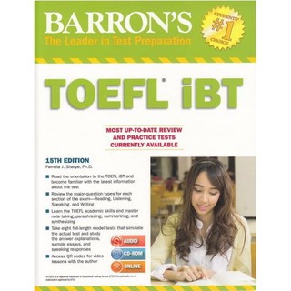 DKTODAY หนังสือ Barrons TOEFL iBT with CD-ROM and MP3 audio CDs (15TH Edition)