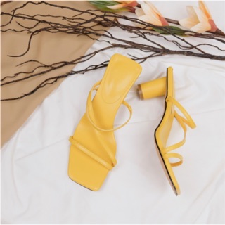 Woo Marilyn Strap Heel Sandal Faux Leather สีเหลือง Not a Lemon