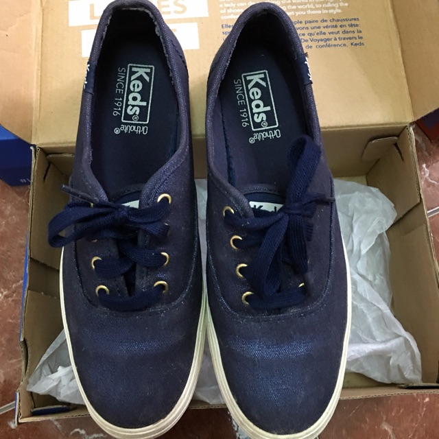 💥ส่งฟรี💥❣️Sale❣️รองเท้าผ้าใบ Keds Tripple Canvas Navy (used) size UK4 EU37