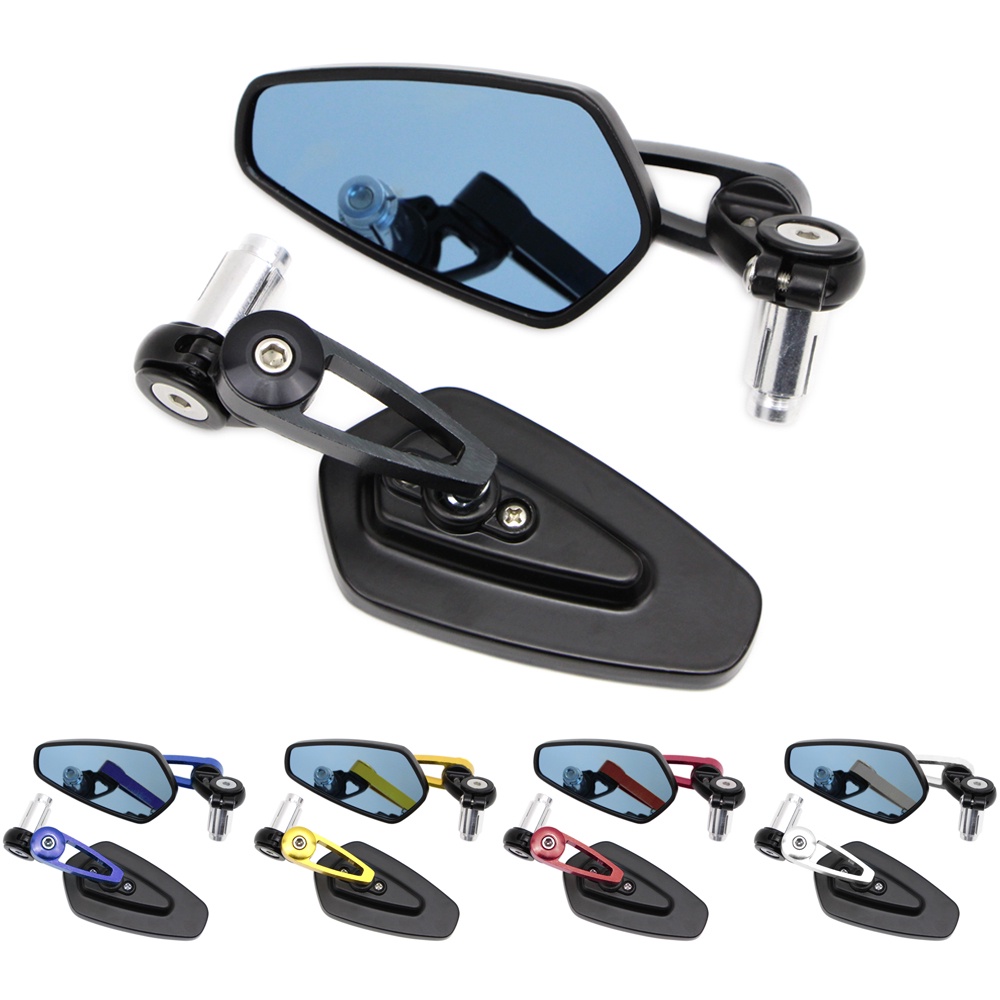 Universal Blue 7/8 Handlebar End กระจกมองข้างสําหรับ Honda Yamaha Suzuki Kawasaki Dukati Bmw Harley 