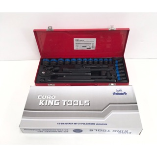 ชุดบล็อก ยูโร คิงทุลส์ บล็อกดำ ชุดบล็อกลม1/2 4หุน 24ชิ้น ของ EURO KING TOOLS