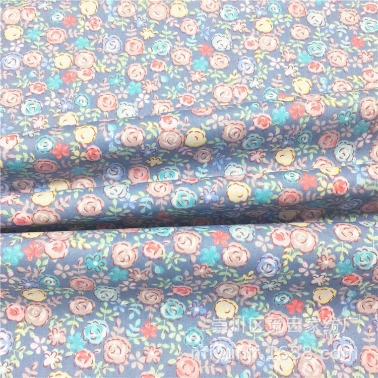 ผ้าคอตตอน 100% ทอทวิล ผ้าเมตร หน้ากว้าง 1.6 เมตร พิมพ์ลายดอกกุหลาบ