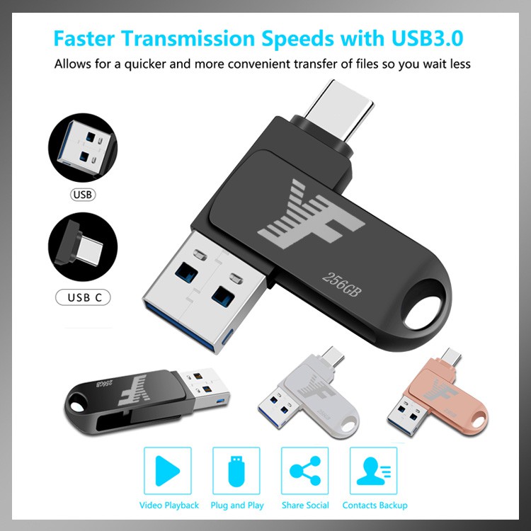 แฟลชไดร์ฟแบบOTG USB3.0 Type-c  แฟลชไดร์  Flash drive Flashdrive 8GB16GB32GB64GB128GB256GB ดิสก์U อุปกรณ์จัดเก็บข้อมูล