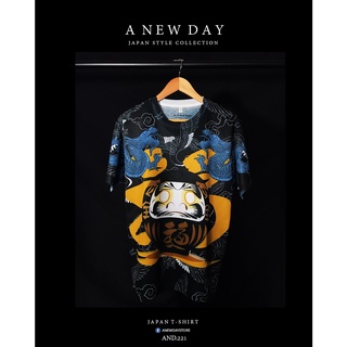 A NEW DAY 221 เสื้อยืดสไตล์ญี่ปุ่น Daruma Black Japan