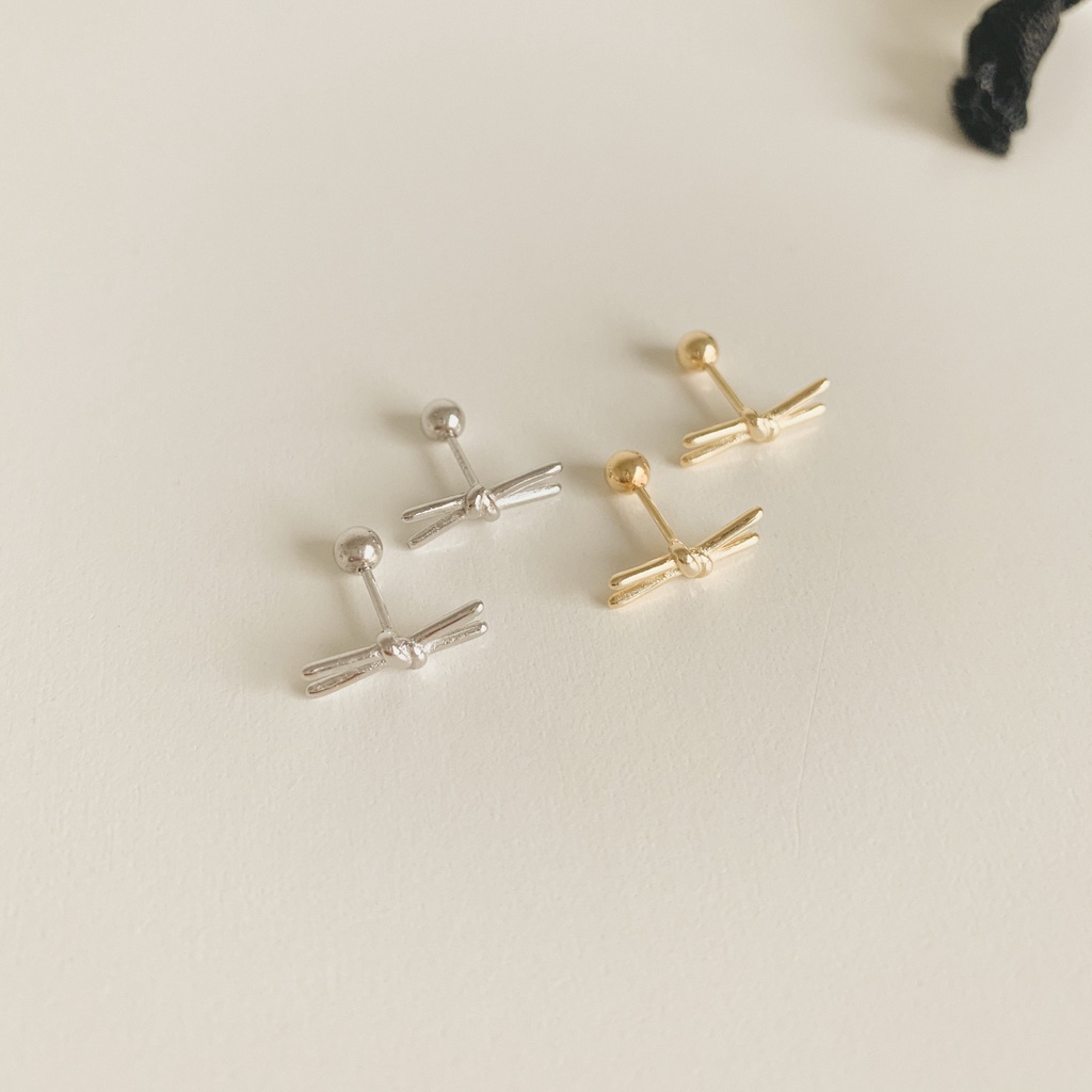 She with Cheewa | silver925 | knot earring ต่างหูเงินแท้ มินิมอล แป้นบอล แป้นหมุน ใส่นอนได้ ไม่เจ็บหู