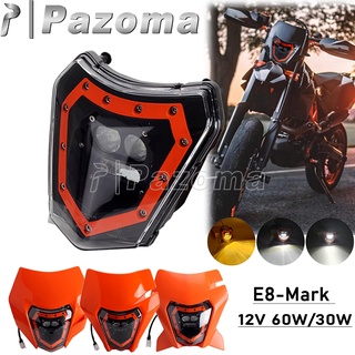 PA Universal รถจักรยานยนต์ Dirt Bike LED ไฟหน้า Hi/lo Beam Supermoto ไฟหน้า EXC Motocross CR-V EXC-F SX-F XC00