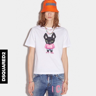 [S-5XL]Dsquared2/d2 เสื้อยืดลําลอง ผ้าฝ้าย แขนสั้น พิมพ์ลายการ์ตูน ใส่สบาย สําหรับสตรี