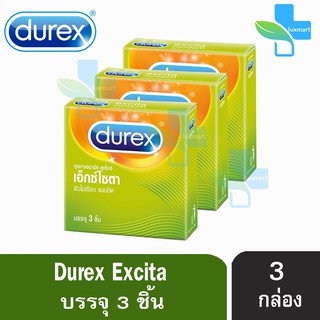 Durex Excita ดูเร็กซ์ เอ็กซ์ไซตา ขนาด 53 มม บรรจุ 3 ชิ้น [3 กล่อง] ถุงยางอนามัย ผิวแบบขีด condom ถุงยาง