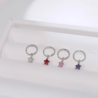 vela.cheeva : *silver925 / cz star hoop ต่างหูห่วงเงินแท้ รูปดาว ( 10 mm )