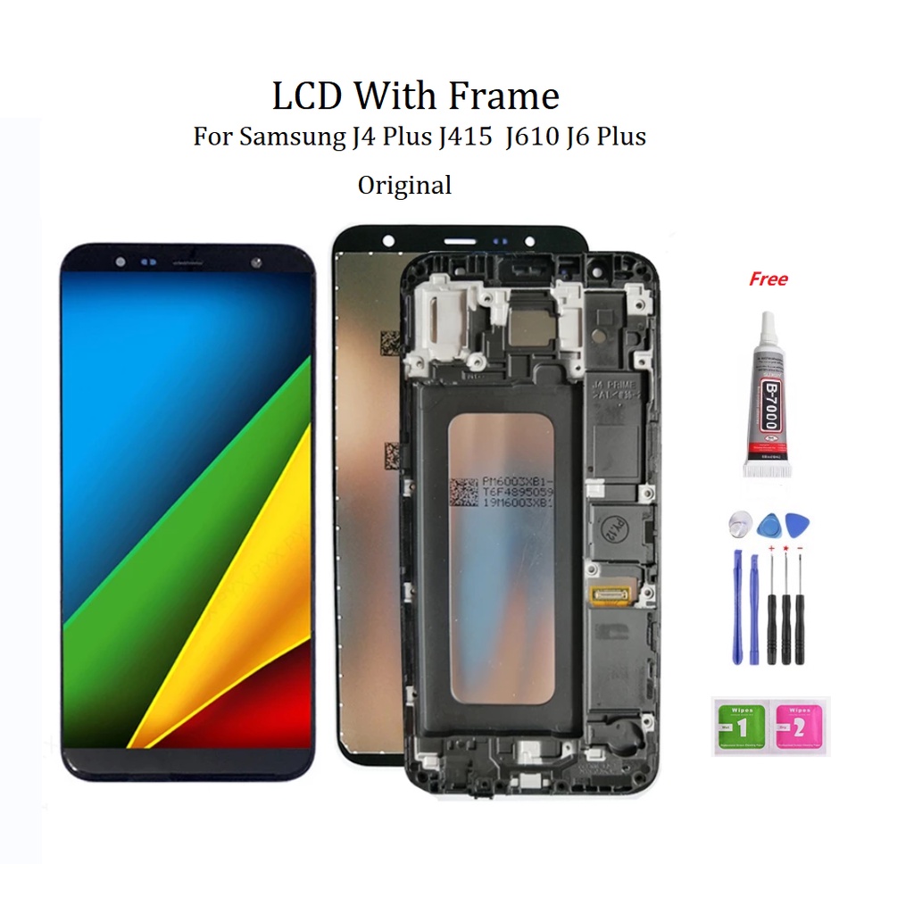 LCD กรอบสําหรับ Samsung Galaxy J6 PLUS J610 J4 PLUS J415 J4 PLUS 2018 จอแสดงผล LCD พร้อมหน้าจอสัมผัส