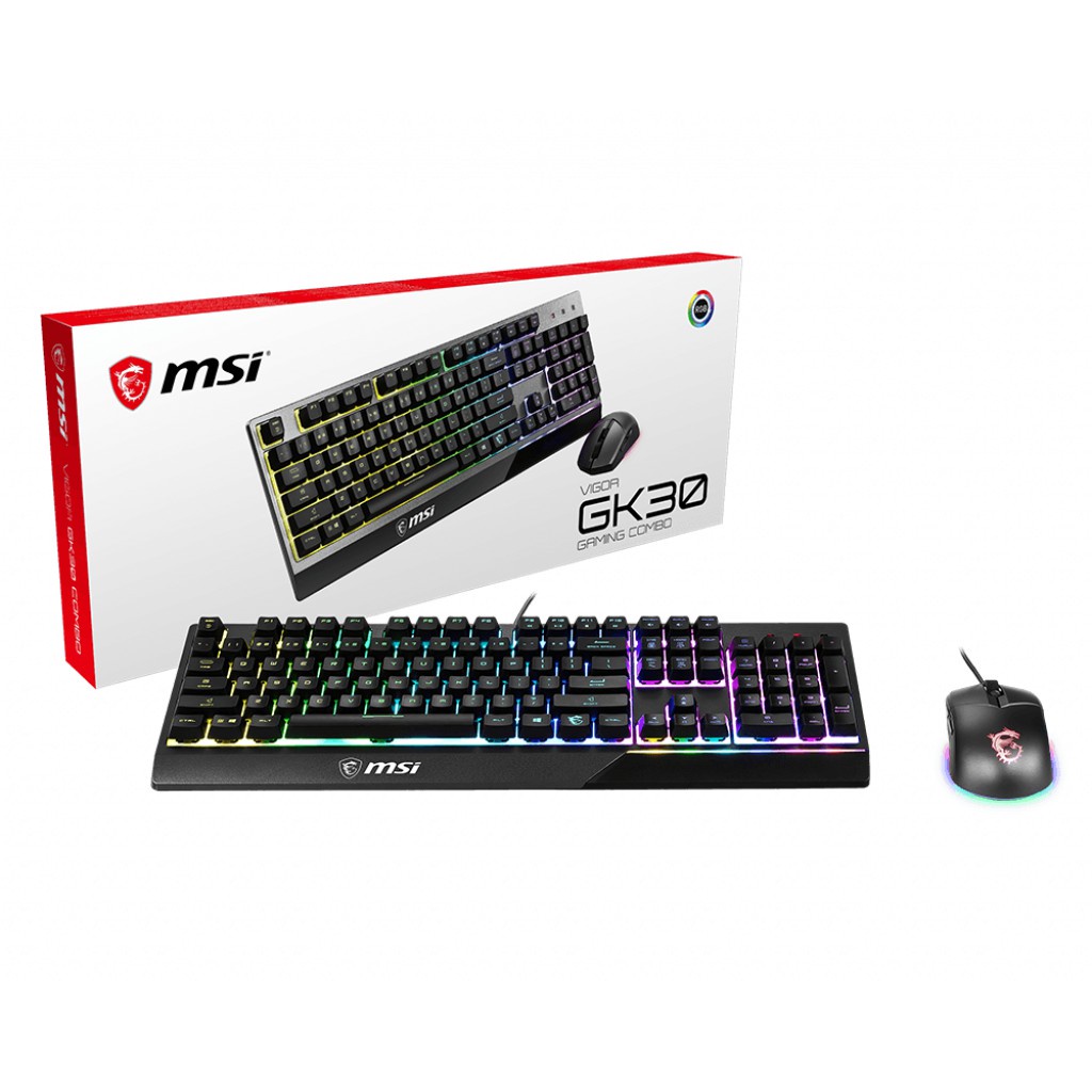 MSI Vigor GK30 Combo (Plunger Switches) Rubber dome GK30 COMBO ชุดคีย์บอร์ด+เมาส์เล่นเกมส์