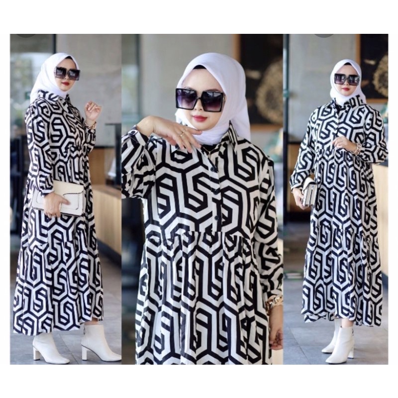 ของแท้ EXTU ZARA PRINT midi dress 33397 33428 busui