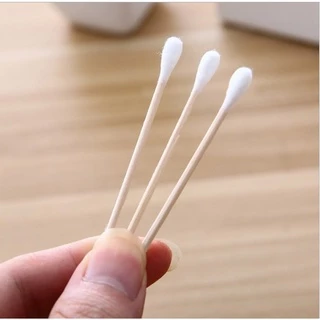 คอตตอนบัด 100 ก้าน (แพ็คเดี่ยว) Cotton buds สำลีปั่นหูด้ามไม้ สำลีไม้ สำลีก้าน สำลีเช็ดเครื่องสำอาง