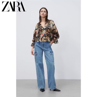 Zara เสื้อเบลาส์ พิมพ์ลายโบว์ แฟชั่นฤดูหนาว สําหรับผู้หญิง