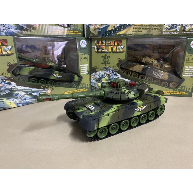รถถังบังคับวิทยุ W.A.R ยิงเลเซอร์มีเสียงและมีไฟขับเคลื่อนด้วยตีนตะขาบสายพานแบตเตอรี่ชาร์ทอุปกรณ์พร้อมเล่น