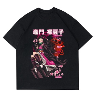 เสื้อผ้าผชGILDAN Nezuko Kamado เสื้อยืดผ้าฝ้าย แขนสั้น พิมพ์ลายอนิเมะญี่ปุ่น Demon Slayer Kimetsu no Yaiba โอเวอร์ไซซ์ ส