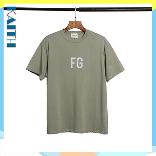 เสื้อยืดโอเวอร์ไซส์พร้อมส่ง เสื้อยืดแขนสั้น ผ้าฝ้าย พิมพ์ลาย FG สีมะกอก สีเขียวสะท้อนแสง ทรงหลวม ขนาดใหญ่ สไตล์ฮิปฮอป แฟ