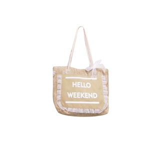 กระเป๋าสาน Hello weekend สายเชือก (A178) กระเป๋าสะพายข้าง กระเป๋าแฟชั่น