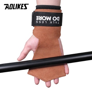 AOLILKES 1Pair Genuine Leather Weightlifting Pull Up Bars Gloves Fingerless Wrist Support Gym Pull-up Hand Grips Fitness Powerlifting