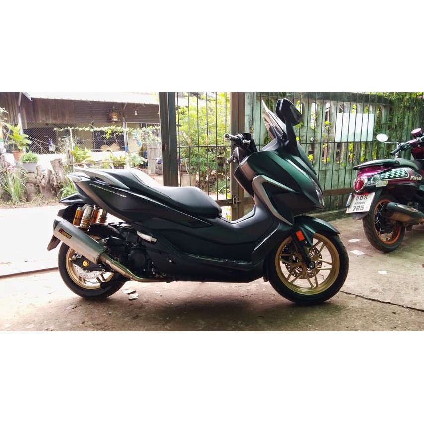 PR2 ชุดฟลูท่อใส่รถ HONDA ALLNEW FORZA 350 ADV350 ปลายท่อทรงอคาชุบสีไทเทเนี่ยม