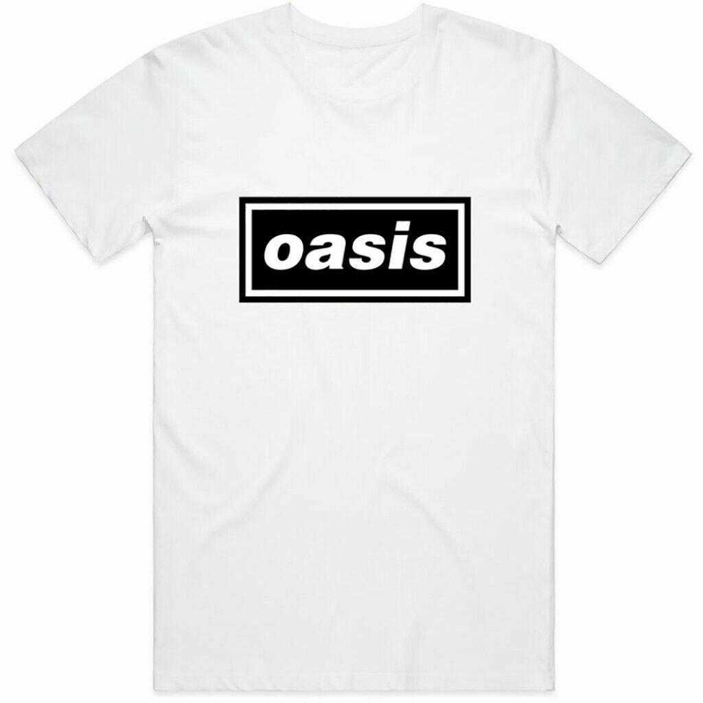 เสื้อยืดครอปเสื้อยืด พิมพ์ลายโลโก้ Oasis สีดํา สําหรับผู้ชายS-5XL