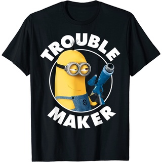 เสื้อยืดลำลองเสื้อยืด พิมพ์ลายกราฟิก Despicable Me Minions Kevin Trouble Maker สําหรับเด็กS to4XL