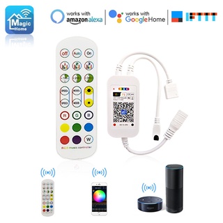 Dc12v 4 pin RGB อุปกรณ์ควบคุมเพลง BT Smart APP พร้อม 24 คีย์ IR รีโมต หรือบลูทูธ WIFI ควบคุมผ่านแอพ สําหรับแถบไฟ RGB LED