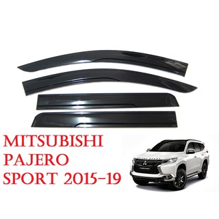 (4ชิ้น) กันสาดประตู รถกระบะ มิตซูบิชิ ปาเจโร ปี 2015-2021 4ประตู สีดำทึบ Mitsubishi Pajero Sport SUV กันลม กันฝนสาด