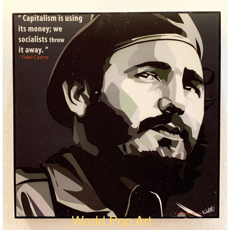 กรอบรูป#Fidel Castro#Worldpopart#กรอบรูปวิทยาศาสตร์พร้อมแขวนเคลือบเงาไว้อย่างดี#กรอบรูปติดผนัง