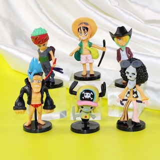 โมเดลฟิกเกอร์ One Piece One Piece สามมิติ สไตล์ญี่ปุ่น สําหรับตกแต่งเค้ก จํานวน 6 ชิ้น