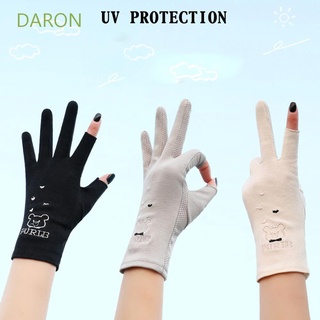 Daron ถุงมือกันแดด ผ้าตาข่าย แบบบาง ปักลายหมีน่ารัก ระบายอากาศ หลากสี แฟชั่นสําหรับผู้หญิง
