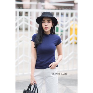 เสื้อยืดคอเต่าแขนเต่อ Cotton  รอบอก  36 งานป้าน Giant Basic