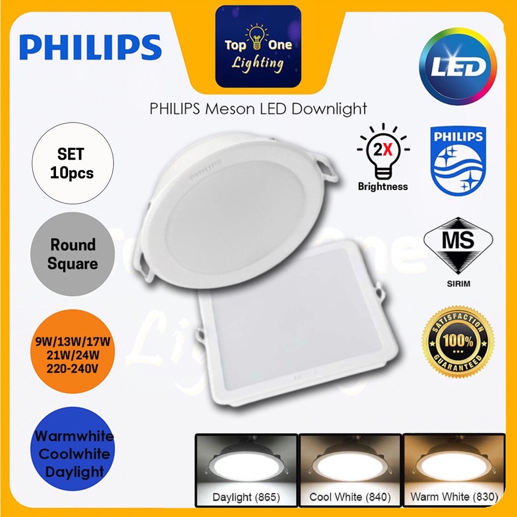 [SET 10 ชิ้น] Philips ไฟดาวน์ไลท์ LED เมสัน 4 นิ้ว 5 นิ้ว 6 นิ้ว 7 นิ้ว 8 นิ้ว 9W 13W 17W 21W 24W LED Philips Downlight 59449 59451 59464 59465