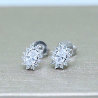 Tiffjewelry ต่างหูเงินแท้ประดับด้วยเพชร Cubic Zirconia