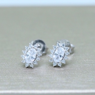 Tiffjewelry ต่างหูเงินแท้ประดับด้วยเพชร Cubic Zirconia