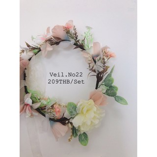 Veil.No22 มงกุฎดอกไม้ Ivory veil