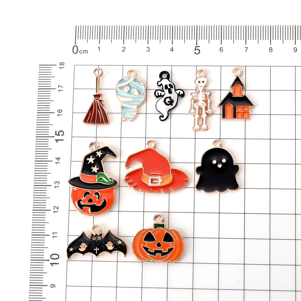 10 ชิ้น / ล็อต ฮาโลวีน ตลก จี้ เสน่ห์ ไม้กวาด หมวกค้างคาว ฟักทอง เคลือบ จี้ สําหรับทํา Diy สร้อยข้อมือ สร้อยคอ จี้